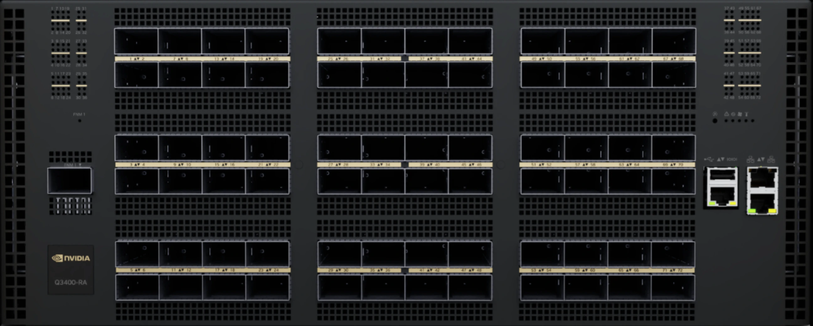 NVIDIA Quantum-3 4U C2P XDR IB Switch - Q3400-RA 144 XDR Ports 72 OSFP Cages - 8 Power Supplies